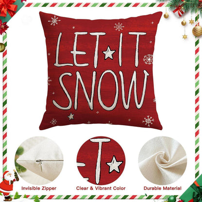 Weihnachtskissenbezüge 4er Set – Zwerg & Weihnachtsbaum Rot 50x50 cm