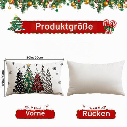 Weihnachtskissenbezüge 4er Set – Zwerg & Weihnachtsbaum Grau 30x50 cm