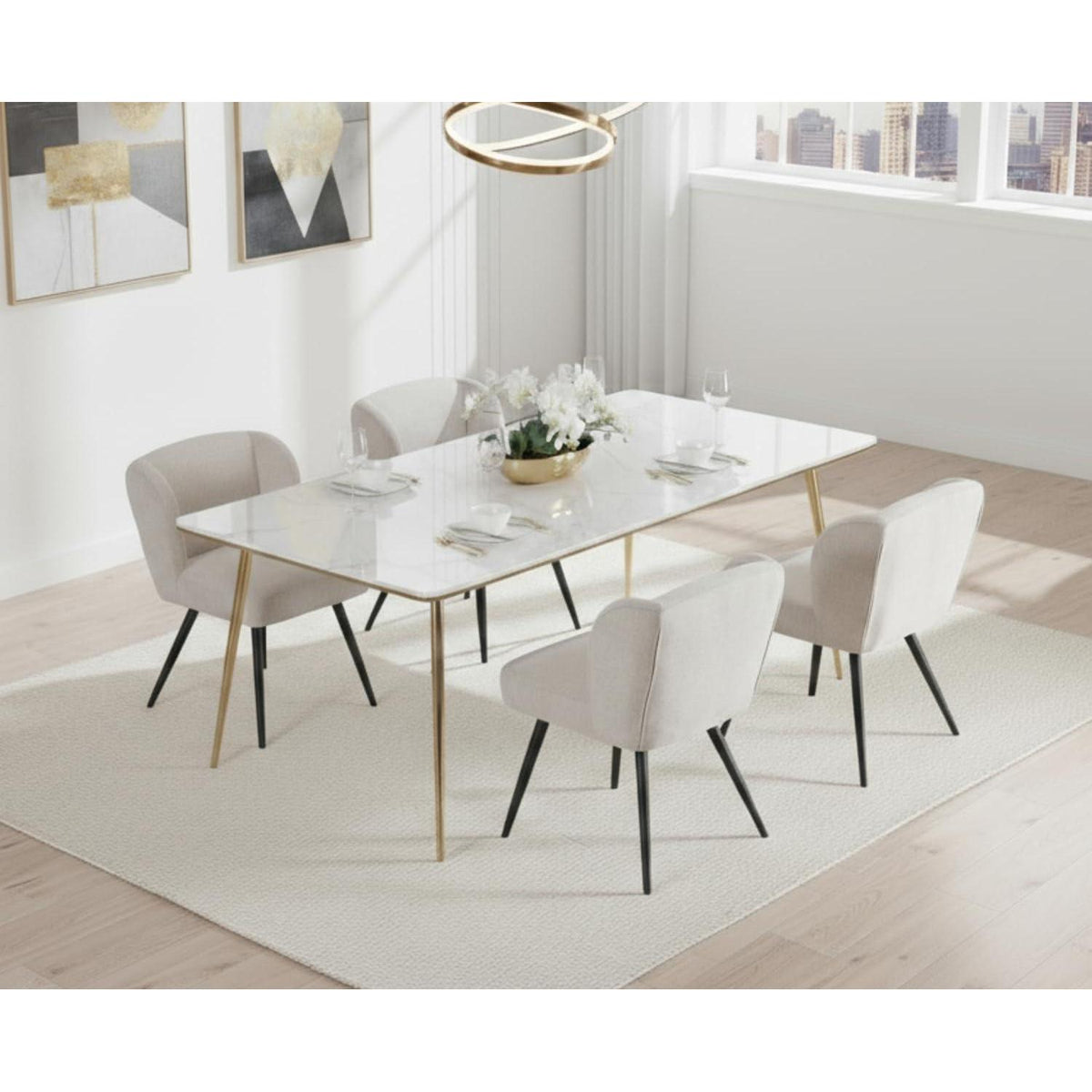 Esszimmerstühle 2er Set Leinen Oatmeal | Bequeme Polsterstühle