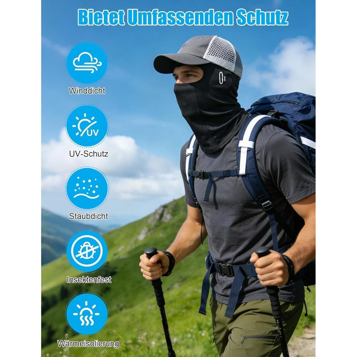 Sommer Sturmhaube UV-Schutz | Atmungsaktiv & Brillenfreundlich