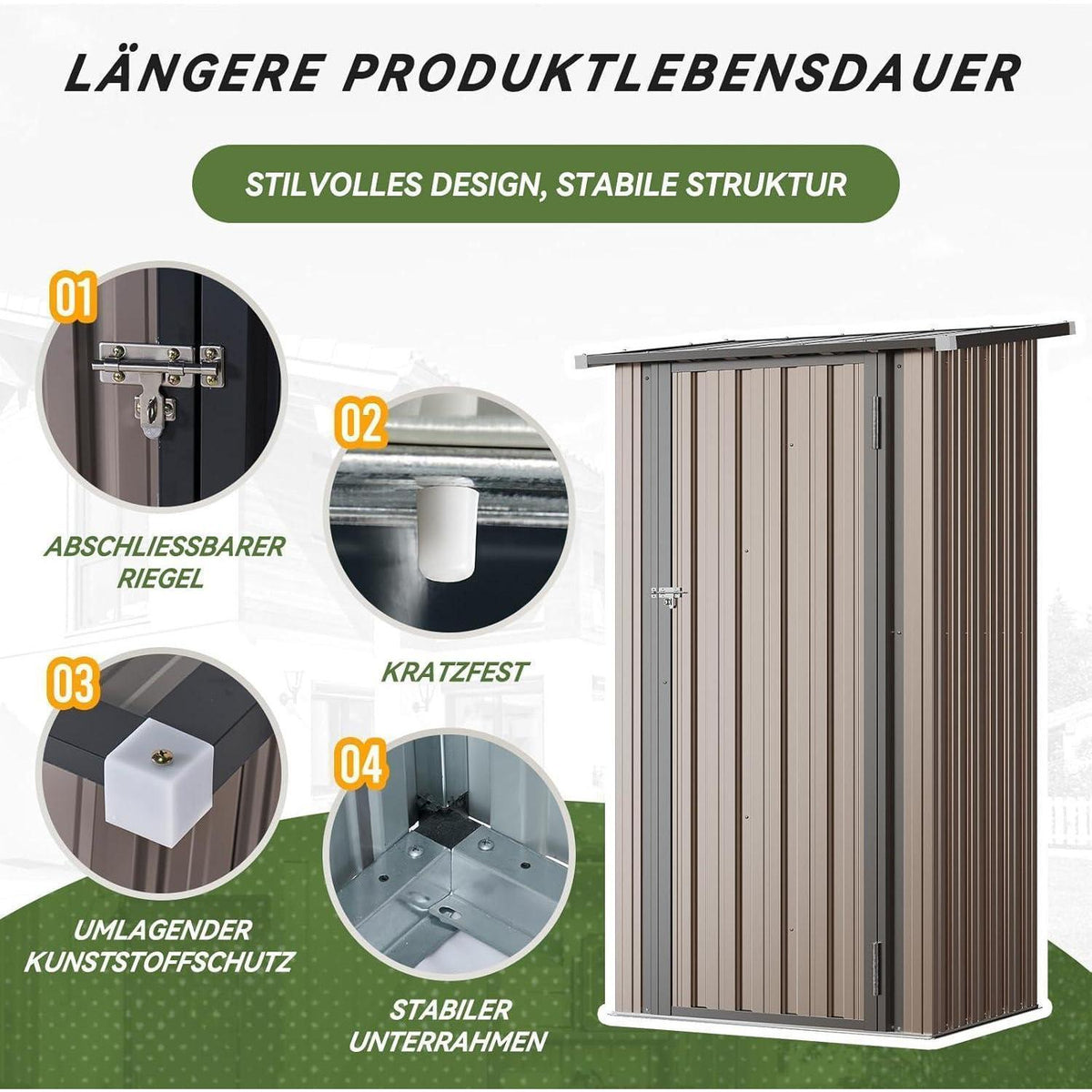 Metallschuppen 90x50 cm – Abschließbar & Wetterfest