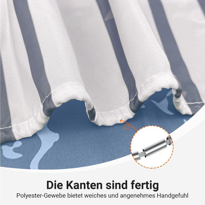 Blauer Duschvorhang Blätterlinie 120x200 cm mit Ösen