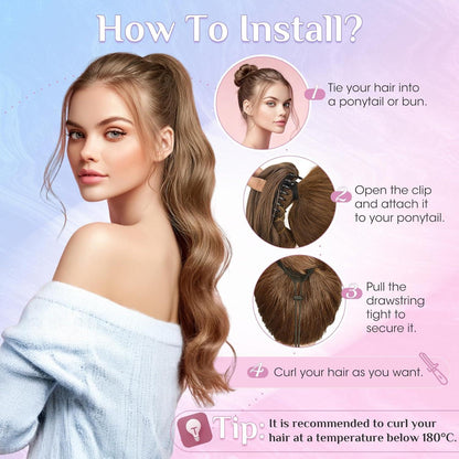 Echthaar Zopf Extension Platinblond 50cm mit Clip