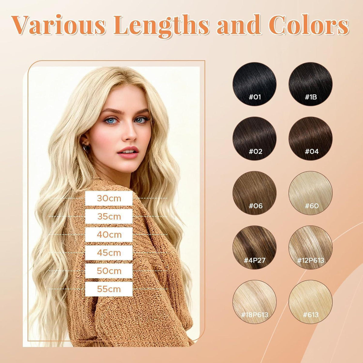 Echthaar Clip-In Extension 55cm – Volumenset #12P613