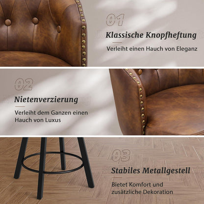 Drehbarer Barhocker 3er Set – Braun, 65cm hoch