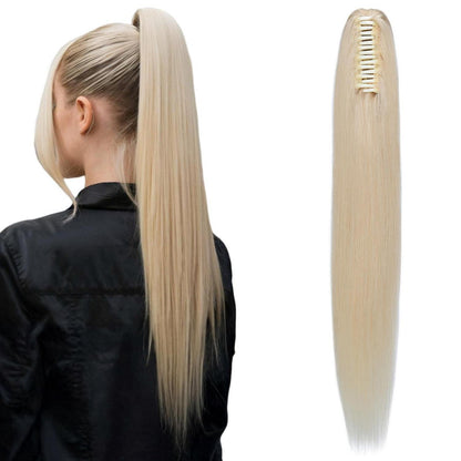 Echthaar Pferdeschwanz Clip-In, 35cm, Platinblond