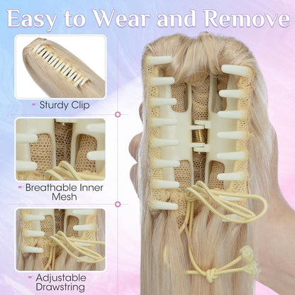 Echthaar Pferdeschwanz Clip-In, 35cm, Platinblond