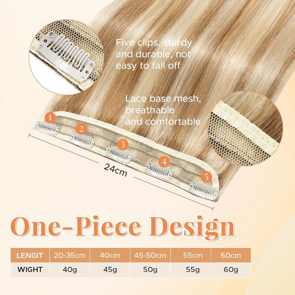 Echthaar Clip-In Extension 35cm – Volumenset #12P613