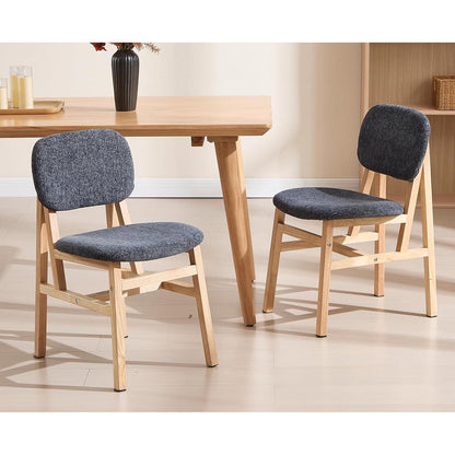 Esszimmerstühle Set 4 Grau – Bequeme Polsterstühle Holzrahmen