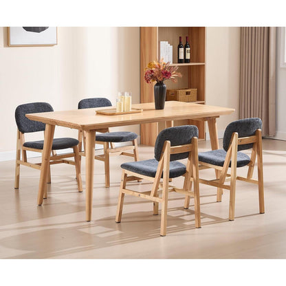 Esszimmerstühle Set 4 Grau – Bequeme Polsterstühle Holzrahmen