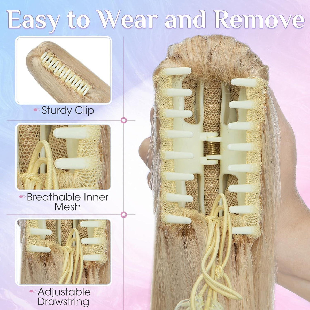 Echthaar Pferdeschwanz Clip-In 35cm Blond #613