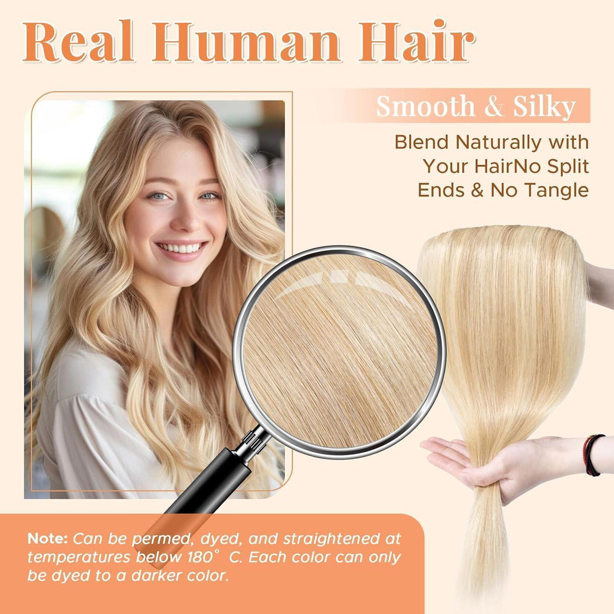 Clip In Haarverlängerung Echthaar Ascheblond 45cm - 50g