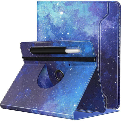 Universelle Tablet-Hülle 9-11 Zoll mit 360° Ständer & Stifttasche, Blau Sterne