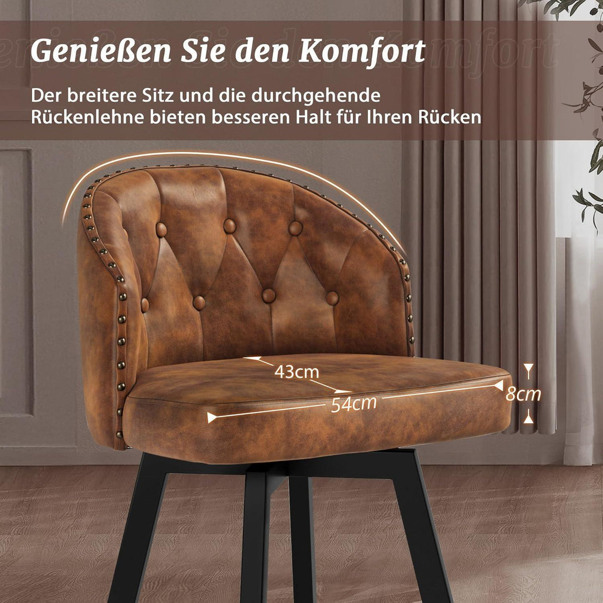 Drehbarer Barhocker Set Braun – Komfortabler Barstuhl mit Lehne