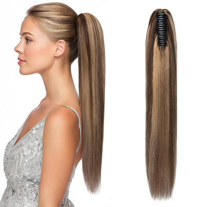 Echthaar Zopf Extension Mittelbraun/Dunkelblond 45cm