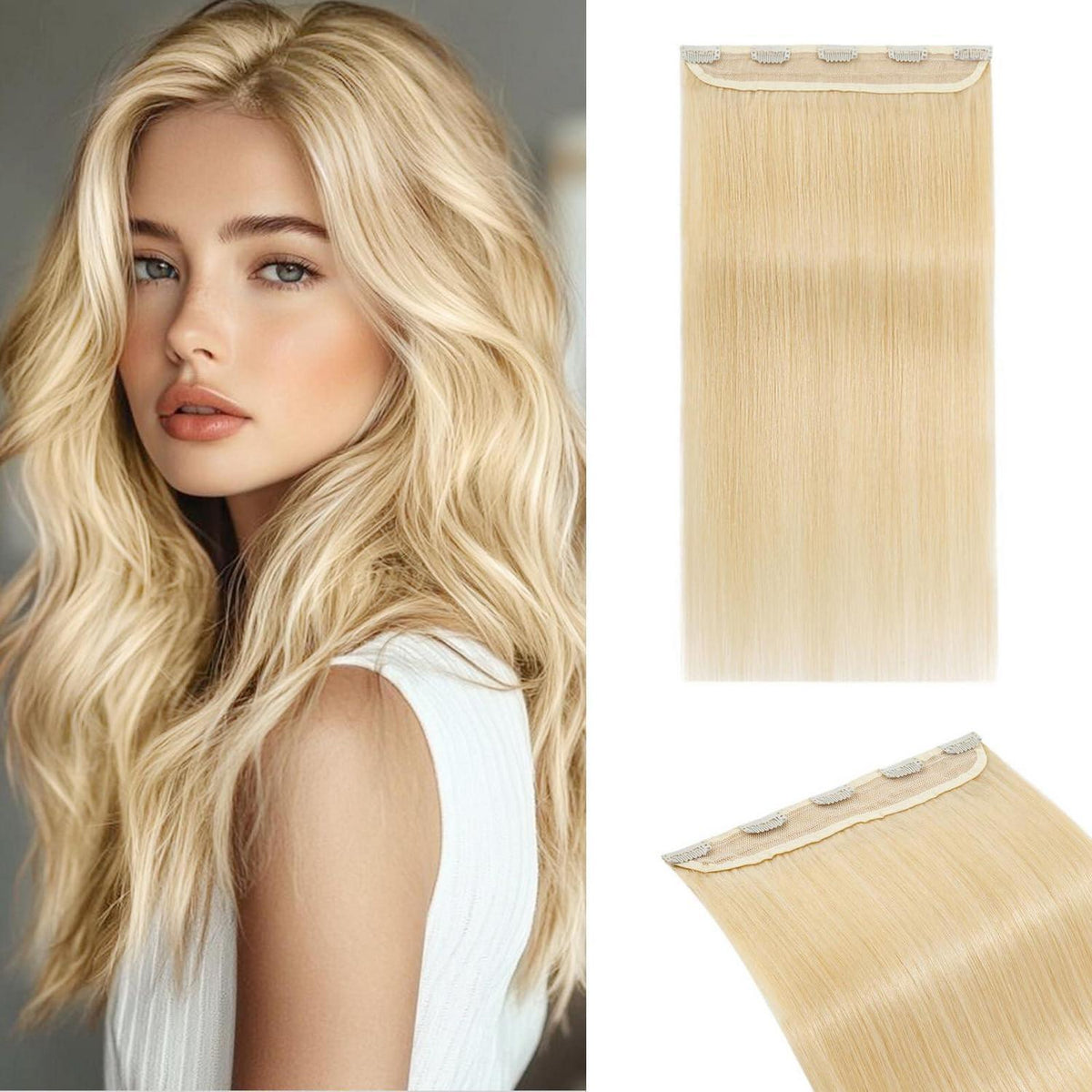 Echthaar Clip-In Extension Blond 35cm – Volumenspendend & Vielseitig