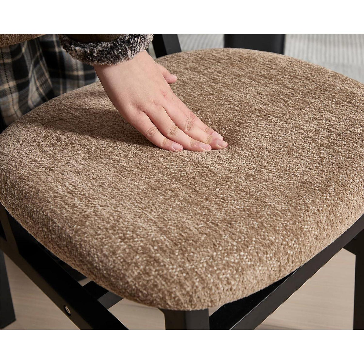 Esszimmerstuhl Set 2er – Chenille Polsterstuhl Braun