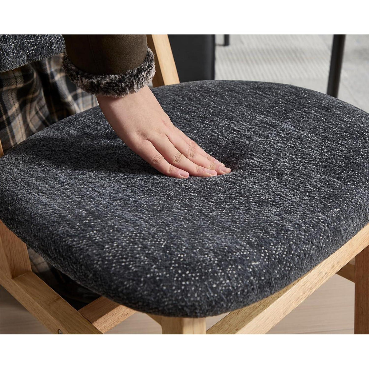 Esszimmerstühle 2er Set Grau, Chenille Polsterstuhl