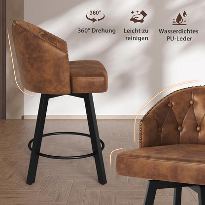 Drehbarer Barhocker Set Braun – 4er Pack mit Lehne