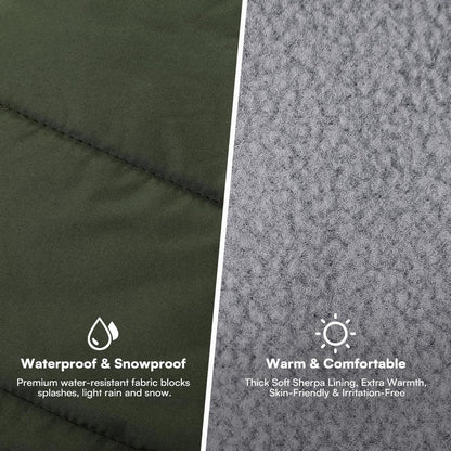 Warmer, wasserdichter Hundemantel Grün S | Winterjacke mit Geschirr