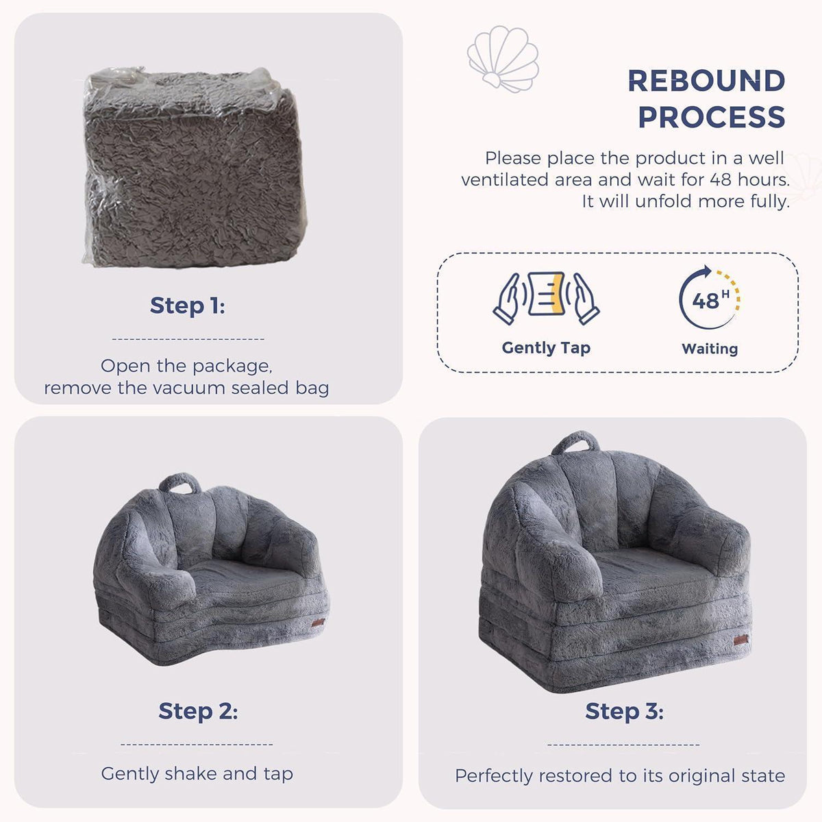 Klappsofa mit Kunstfell – Bequemer Sitzsack & Schlafsessel Grau