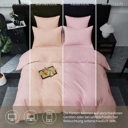 Mako Satin Bettwäsche Set 200x220cm Rosa, 3-teilig