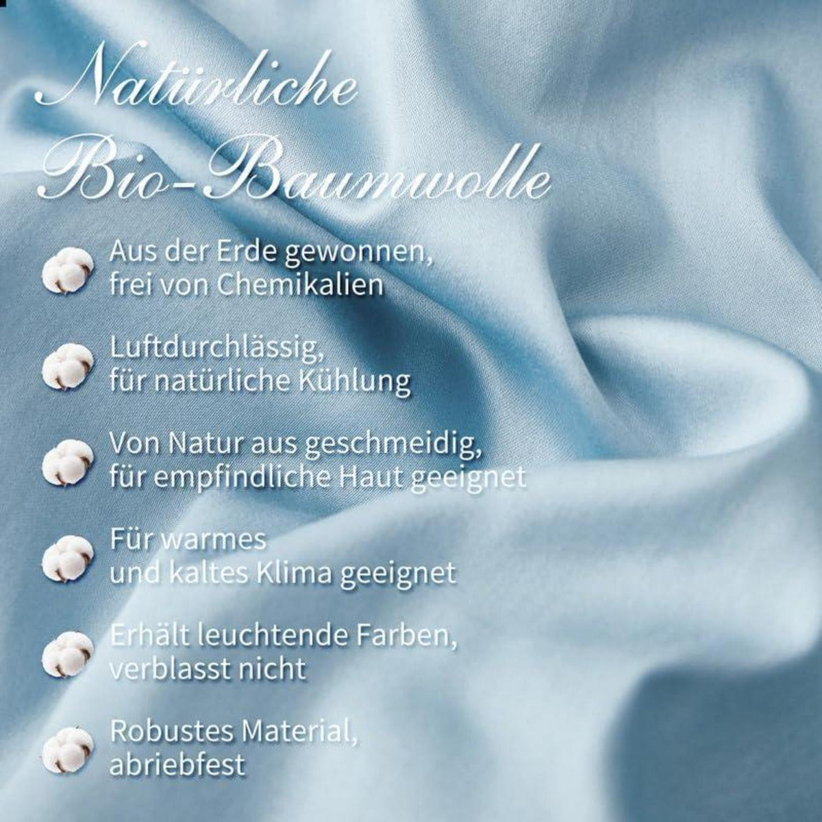 Mako Satin Bettwäsche Set 220x240 Hellblau Baumwolle