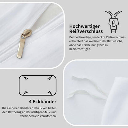 Mako Satin Bettwäsche Set 155x220cm - 3-teilig Weiß