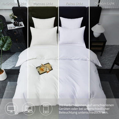 Mako Satin Bettwäsche Set 220x240cm - 3tlg. Baumwolle Weiß