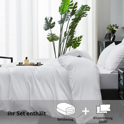 Mako Satin Bettwäsche Set 220x240cm - 3tlg. Baumwolle Weiß