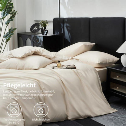 Mako Satin Bettwäsche Set 135x200cm Beige Baumwolle 4tlg.