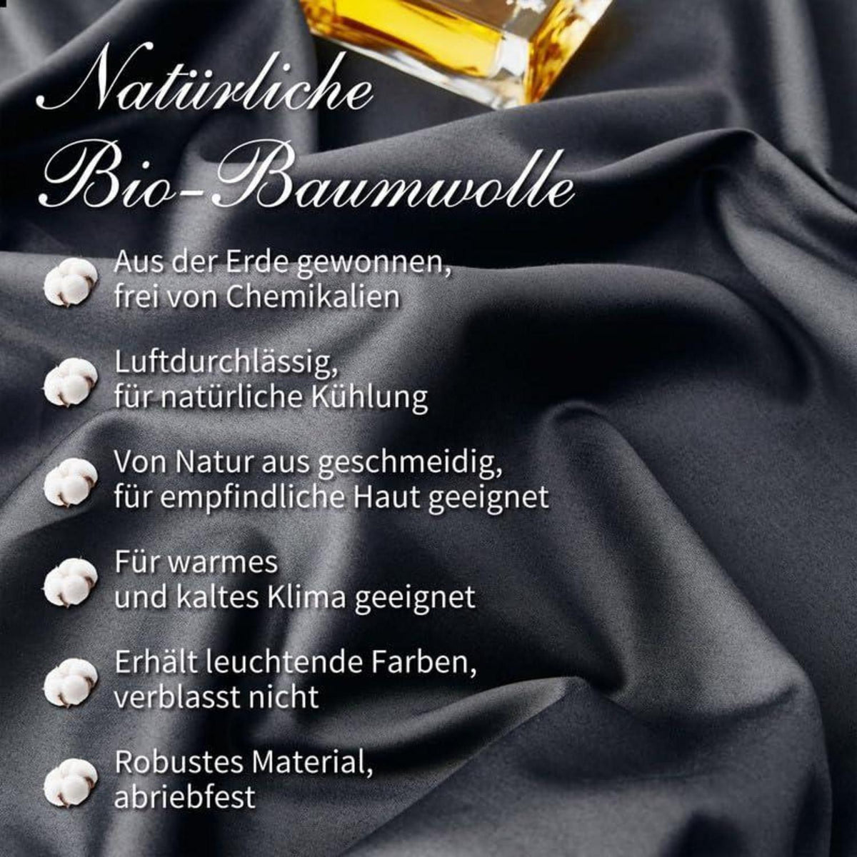 Mako Satin Bettwäsche Set 220x240 Grau – 3tlg. Baumwolle