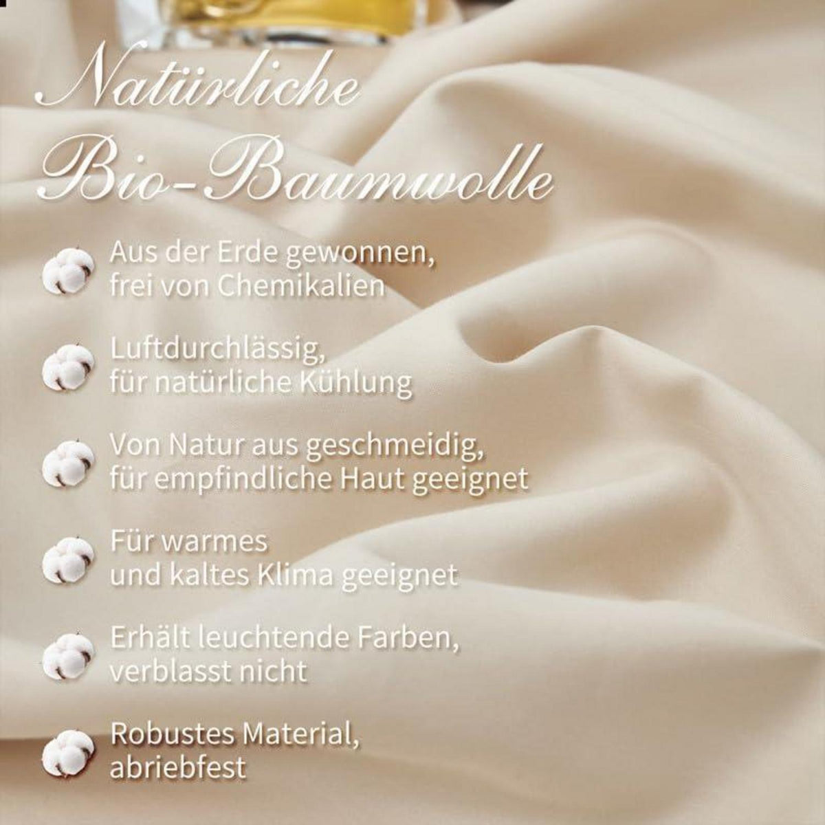 Mako Satin Bettwäsche Set 220x240cm Beige, 3-teilig