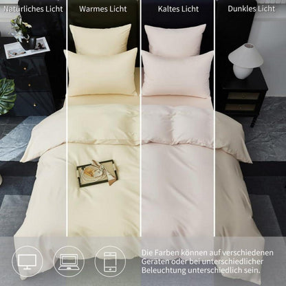 Mako Satin Bettwäsche Set 220x240cm Beige, 3-teilig