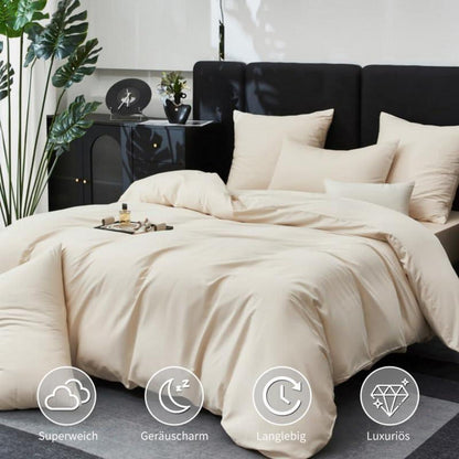 Mako Satin Bettwäsche Set 200x220cm Beige, 3-teilig