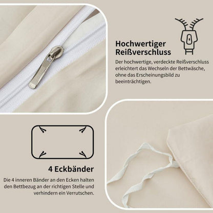 Mako Satin Bettwäsche Set 200x220cm Beige, 3-teilig