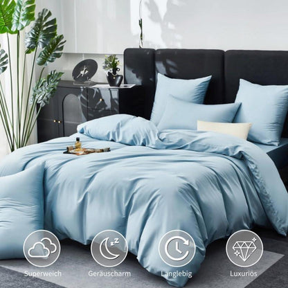Mako Satin Bettwäsche Set 135x200cm Hellblau Baumwolle