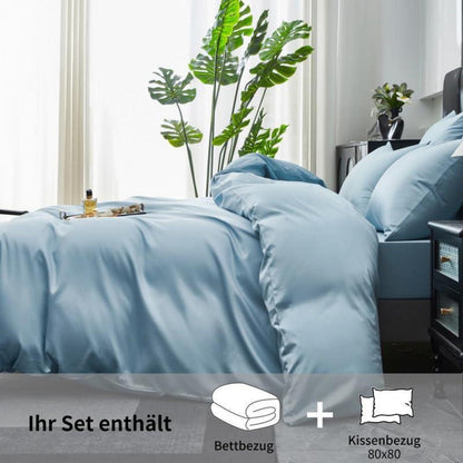 Mako Satin Bettwäsche Set 135x200cm Hellblau Baumwolle