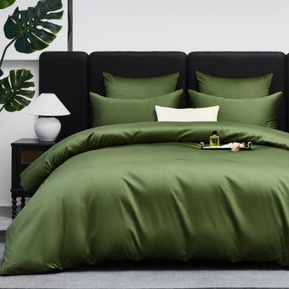 Mako Satin Bettwäsche Set 220x240cm Olivgrün 3tlg.