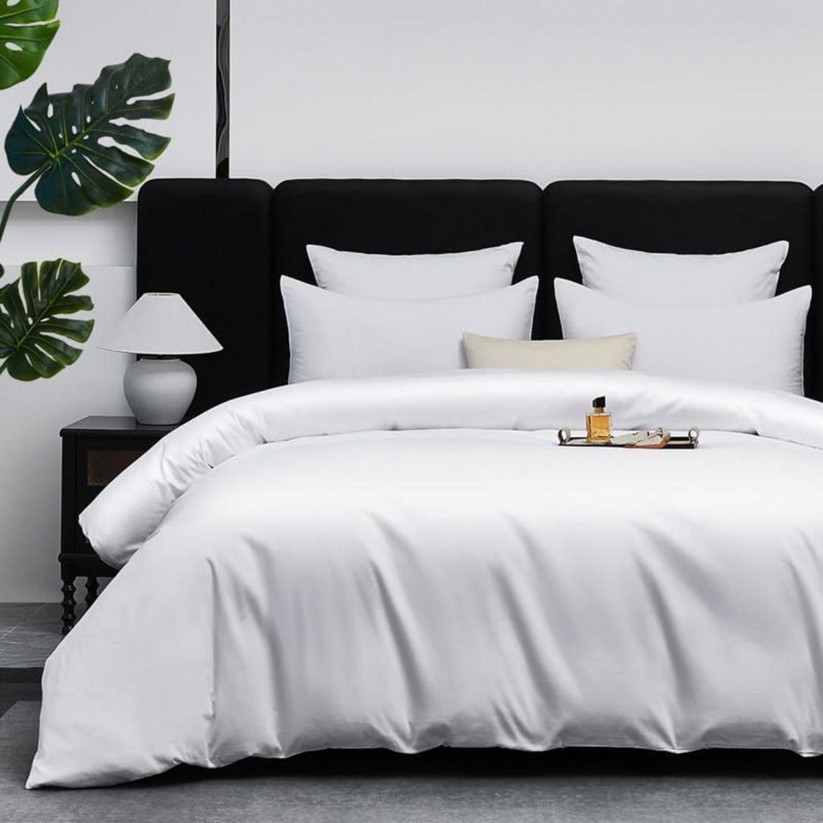 Mako Satin Bettwäsche Set 200x220cm - 3-teilig Weiß