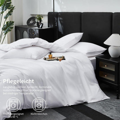 Mako Satin Bettwäsche Set 200x220cm - 3-teilig Weiß