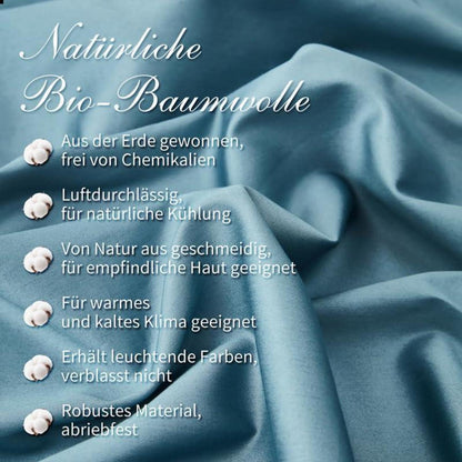 Mako Satin Bettwäsche Set 135x200cm Blau Petrol 4tlg.