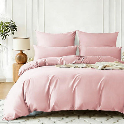 Rosa Mako Satin Bettwäsche Set 155x220cm - 3-teilig