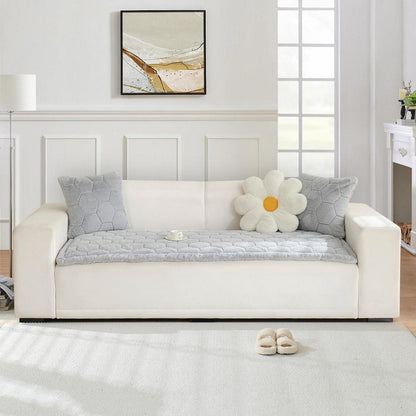 Gesteppter Samt Sofaüberwurf 90x210cm Grau – Luxuriös & Waschbar