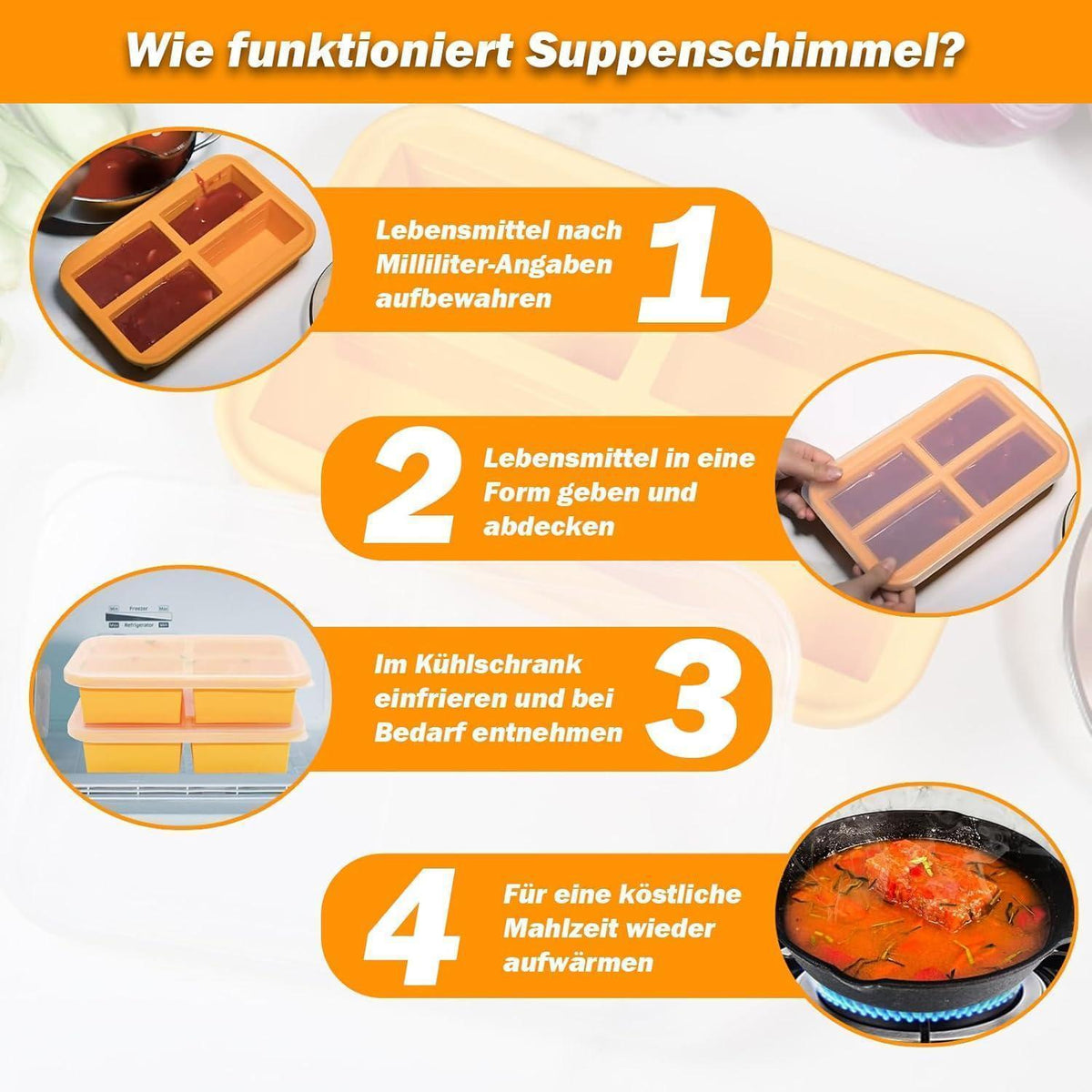 Silikon Gefriertablett mit Deckel (2er Set) – 300ml