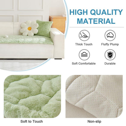 Gestepptes Samt Sofaüberwurf 90x210cm Grün-C – Luxuriös & Rutschfest