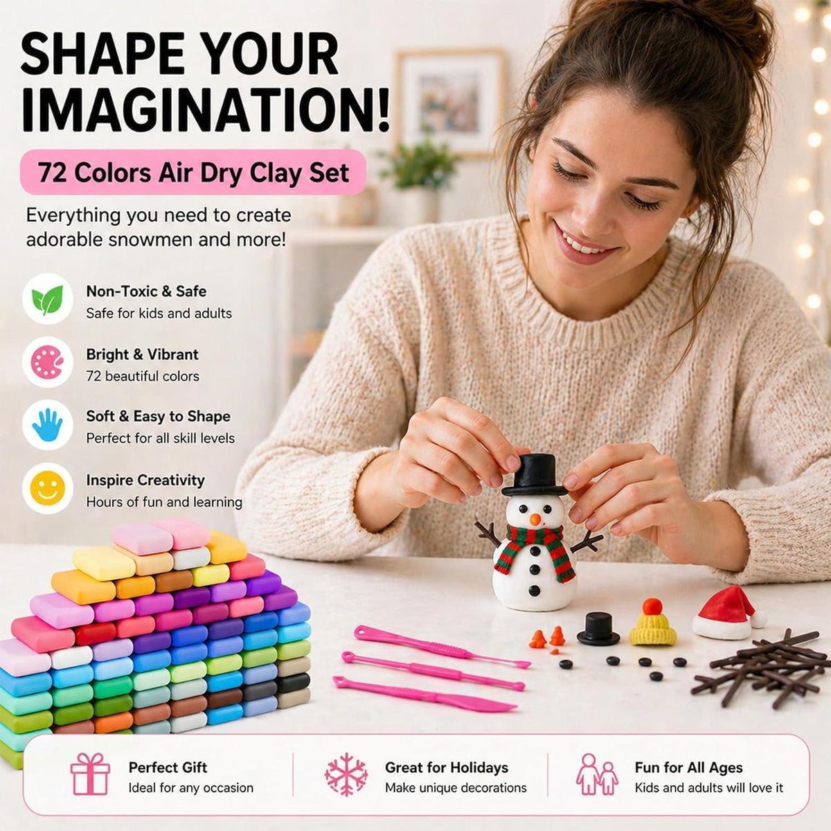 Lufttrocknende Modelliermasse Set 72 Farben – Weihnachtsknete DIY