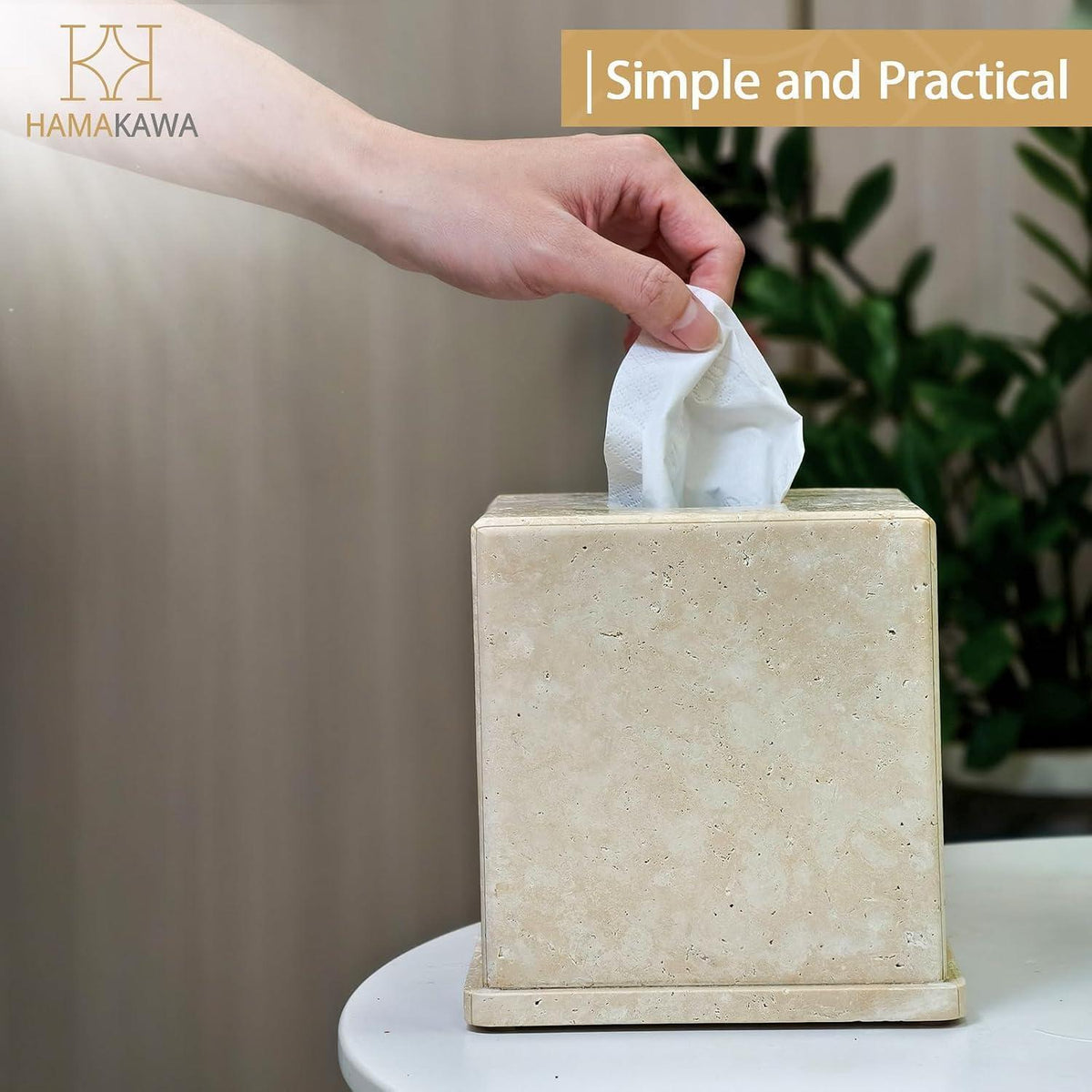 Travertin Taschentuchbox Beige – Quadratische Deko für Zuhause