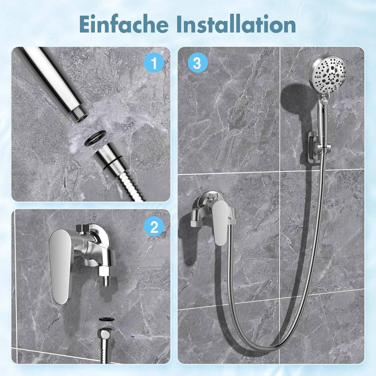 Duschkopf mit Filter – 8 Strahlarten & 2 Filterkartuschen