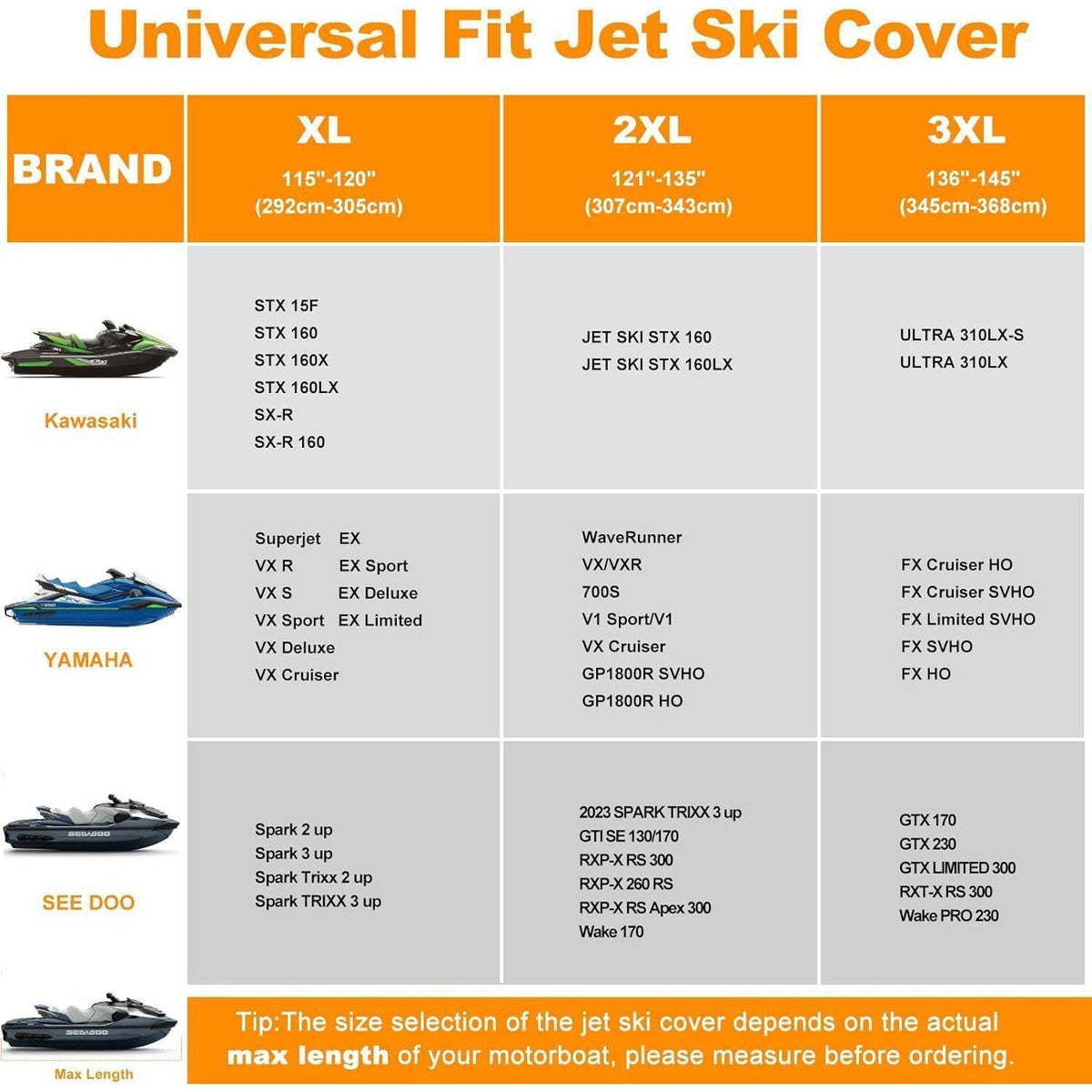 Jet Ski Abdeckplane 900D Wasserdicht für Waverunner & Polaris